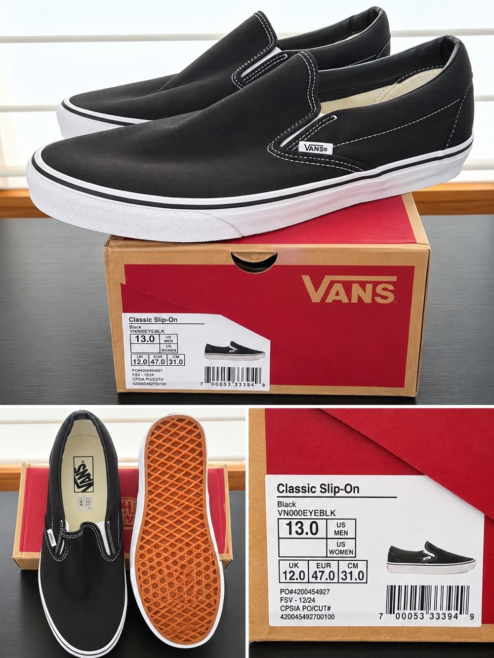 Vans Black Slip-On Canvas Loafers